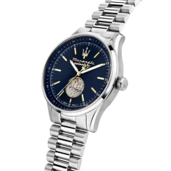 MASERATI Montre Sorpasso Bleu cadran argenté fond bleu bracelet acier argenté Outlet