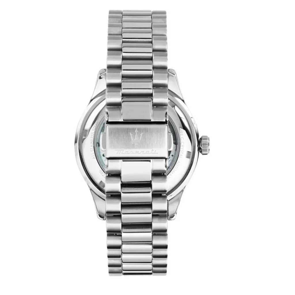 MASERATI Montre Sorpasso Bleu cadran argenté fond bleu bracelet acier argenté Outlet