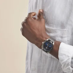 MASERATI Montre Traguardo Noir cadran argenté fond noir bracelet acier gris Online