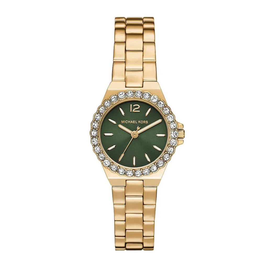 MICHAEL KORS Montre Lennox Vert cadran doré fond vert bracelet acier doré Online