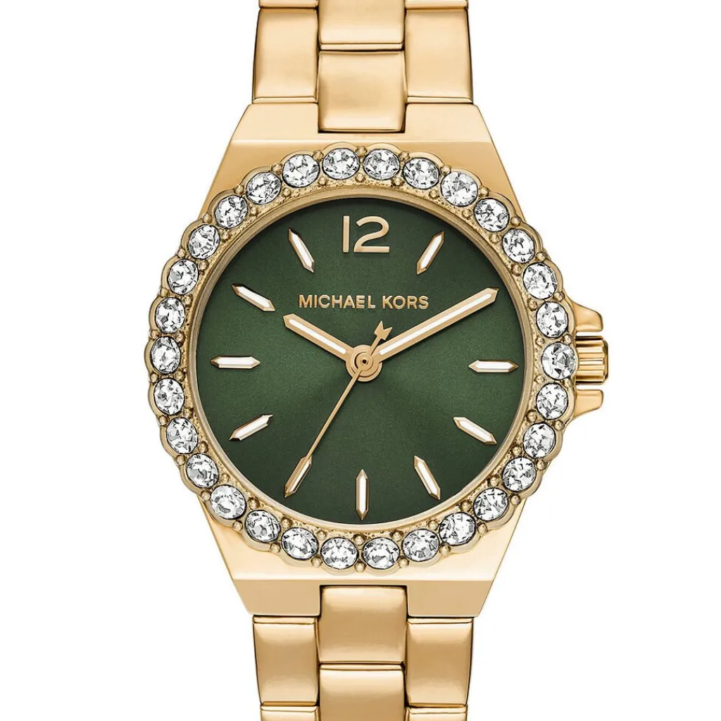 MICHAEL KORS Montre Lennox Vert cadran doré fond vert bracelet acier doré Online