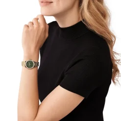 MICHAEL KORS Montre Lennox Vert cadran doré fond vert bracelet acier doré Online