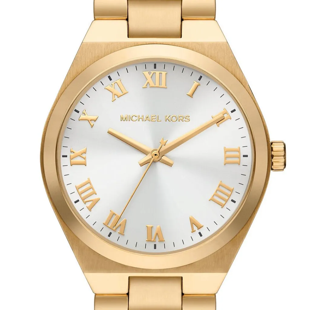MICHAEL KORS Montre Lennox Blanc cadran doré fond blanc bracelet acier doré Outlet