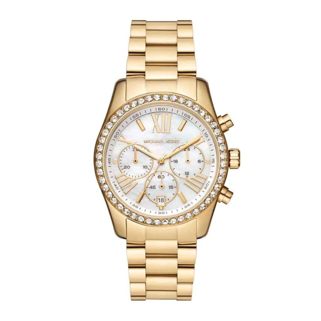 MICHAEL KORS Montre Lexington Blanc diamètre 38 blanc doré Outlet