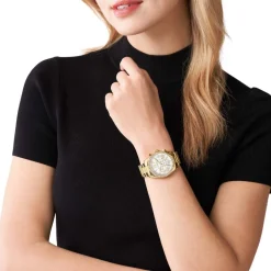 MICHAEL KORS Montre Lexington Blanc diamètre 38 blanc doré Outlet