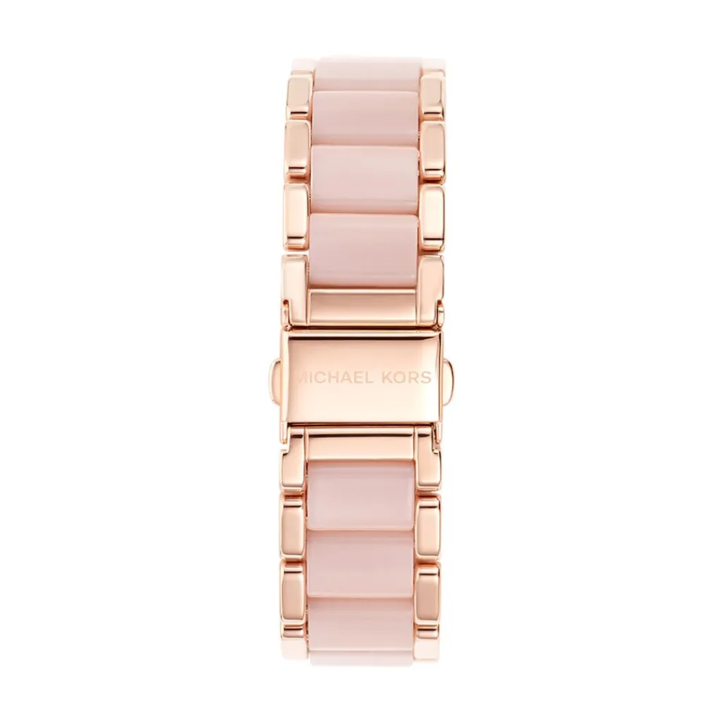 MICHAEL KORS Montre Parker Chrono Rose cadran doré rose fond rose bracelet acetate/acier doré rose New