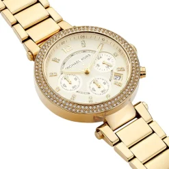 MICHAEL KORS Montre Parker Chrono Champagne cadran doré fond champagne bracelet acier doré Discount