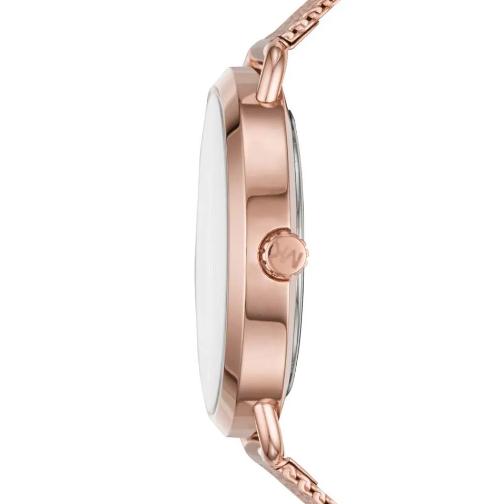 MICHAEL KORS Montre Portia Rose cadran doré rose fond rose bracelet acier doré rose