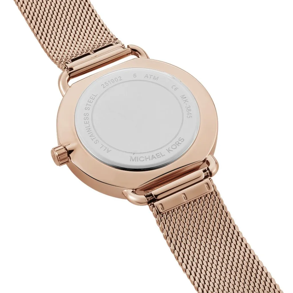MICHAEL KORS Montre Portia Rose cadran doré rose fond rose bracelet acier doré rose