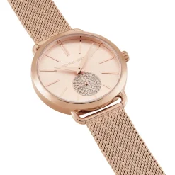MICHAEL KORS Montre Portia Rose cadran doré rose fond rose bracelet acier doré rose