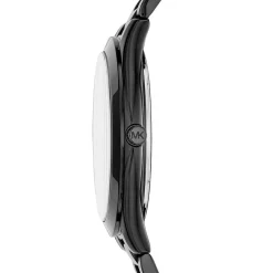 MICHAEL KORS Montre Slim Runway Noir cadran noir fond noir bracelet acier noir Best