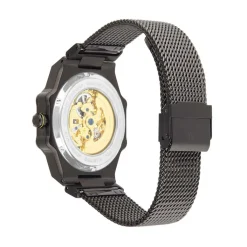 MONTIGNAC Montre Octogon Automatique Noir cadran noir fond noir bracelet acier noir Discount