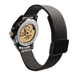 MONTIGNAC Montre Round Automatique Noir cadran noir fond noir bracelet acier noir New