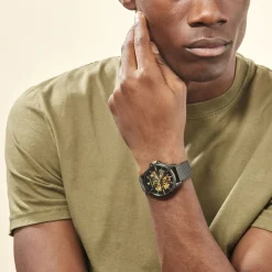 MONTIGNAC Montre Round Automatique Noir cadran noir fond noir bracelet acier noir New