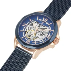MONTIGNAC Montre Round Automatique Bleu cadran bicolore doré / rose fond bleu bracelet acier bleu Clearance