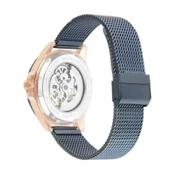 MONTIGNAC Montre Round Automatique Bleu cadran bicolore doré / rose fond bleu bracelet acier bleu Clearance