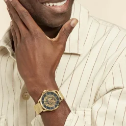 MONTIGNAC Montre Round Automatique Noir cadran doré fond noir bracelet acier doré Sale