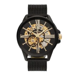MONTIGNAC Montre Round Automatique Noir cadran noir fond noir bracelet acier noir Hot