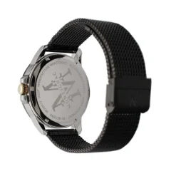 MONTIGNAC Montre Round Noir cadran argente fond noir bracelet acier noir Discount