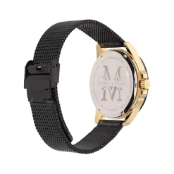 MONTIGNAC Montre Round Vert cadran doré fond vert bracelet acier noir Outlet