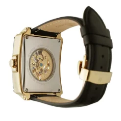 MONTIGNAC Montre Square Automatique Vert cadran dore fond vert bracelet cuir noir New