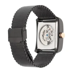 MONTIGNAC Montre Square Automatique Noir cadran noir fond noir bracelet acier noir Hot