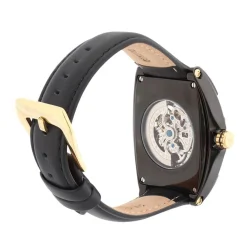 MONTIGNAC Montre Tonneau Automatique Noir cadran noir fond noir bracelet cuir de vache noir Online