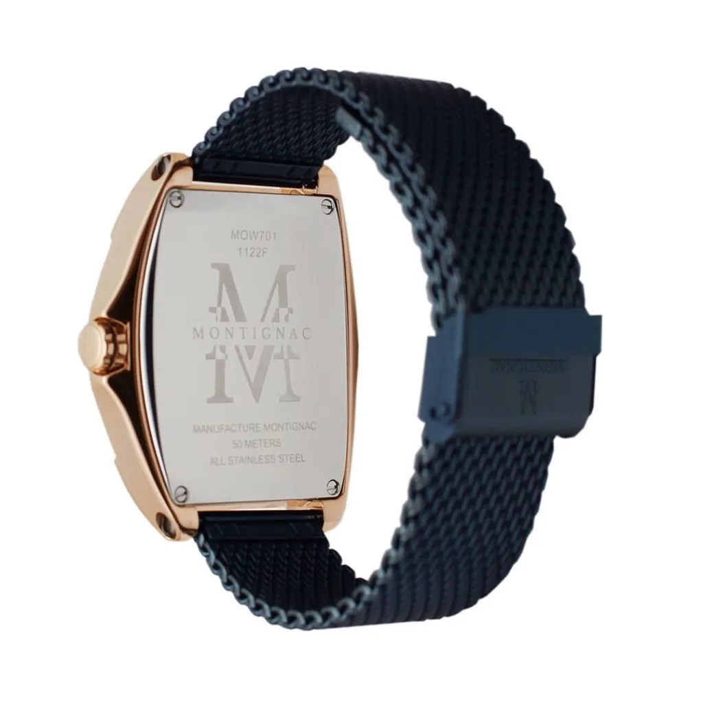 MONTIGNAC Montre Tonneau Bleu Sale