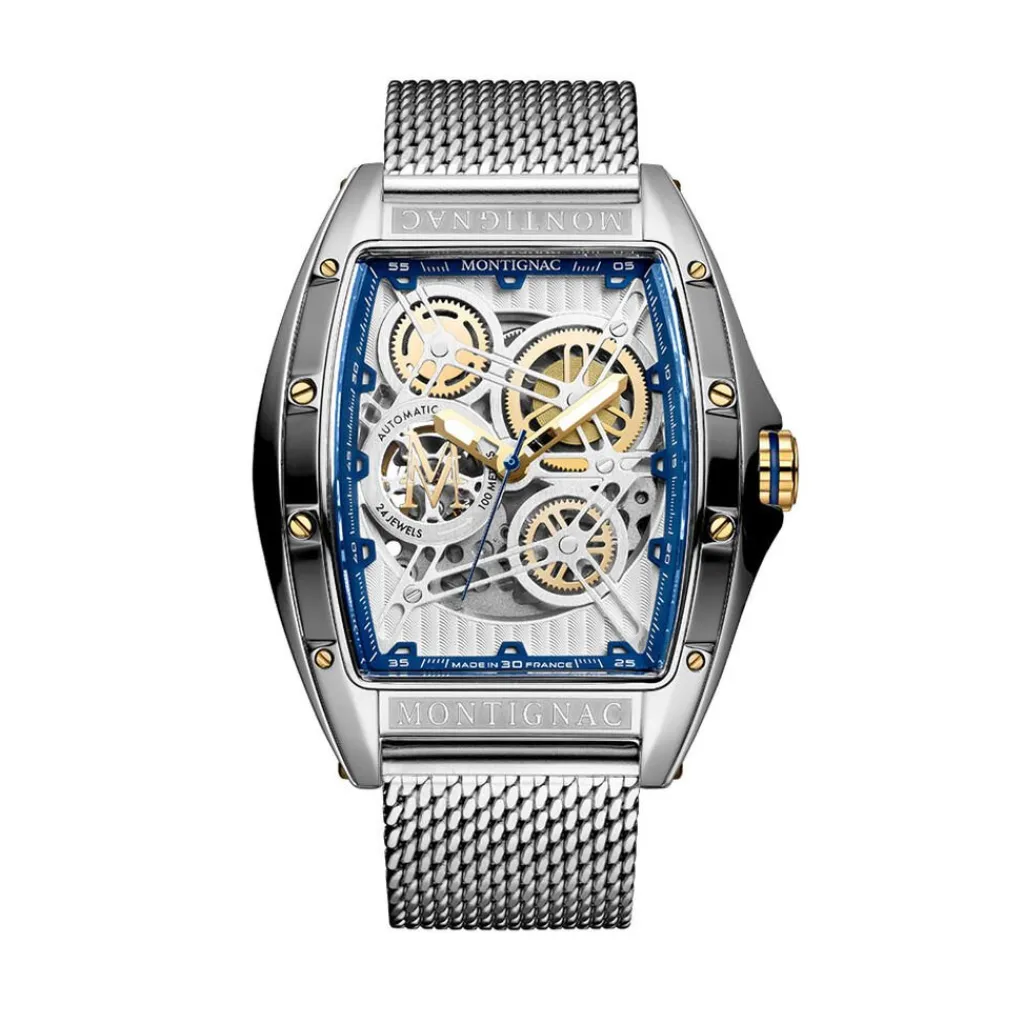 MONTIGNAC Montre Tonneau Auto Argenté Best