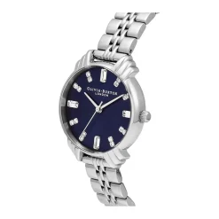 OLIVIA BURTON Montre Art Deco Bleu cadran argenté fond bleu bracelet acier argenté Discount
