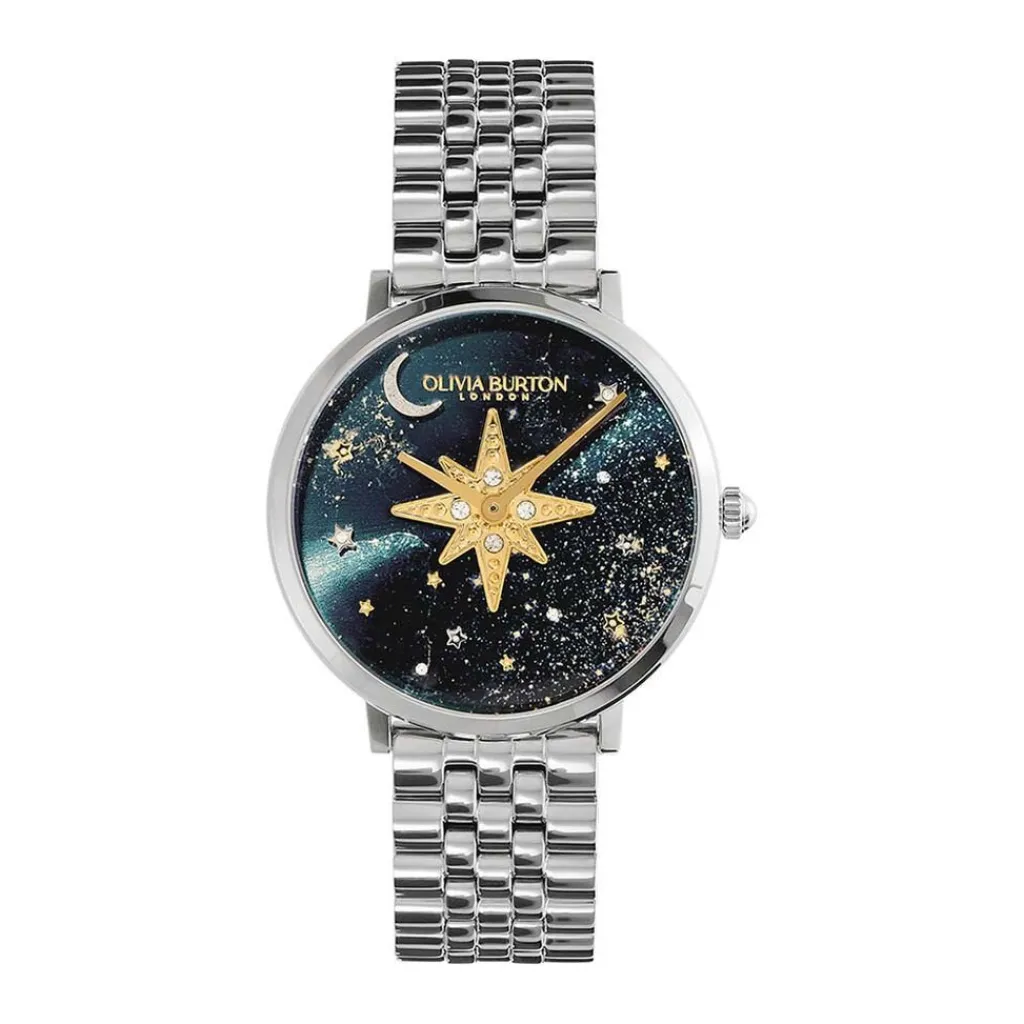 OLIVIA BURTON Montre Celestial Nova Bleu cadran blanc fond bleu bracelet acier blanc Online