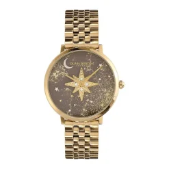 OLIVIA BURTON Montre Celestial Nova Marron cadran doré fond marron bracelet acier doré