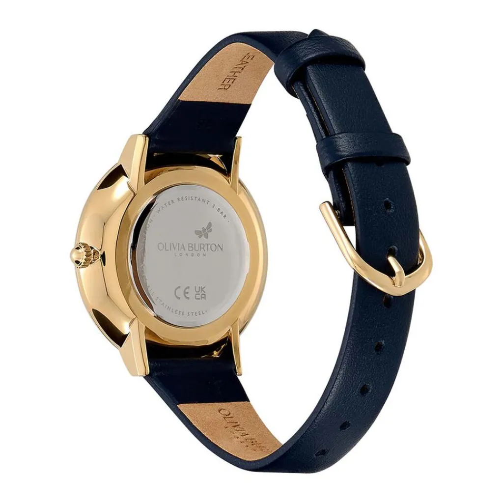 OLIVIA BURTON Montre Celestial Nova Bleu cadran doré fond bleu bracelet cuir bleu Best