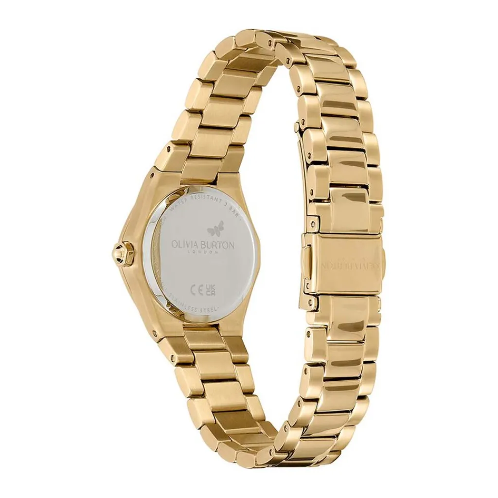 OLIVIA BURTON Montre Mini Hexa Marron cadran doré fond marron bracelet acier doré Online