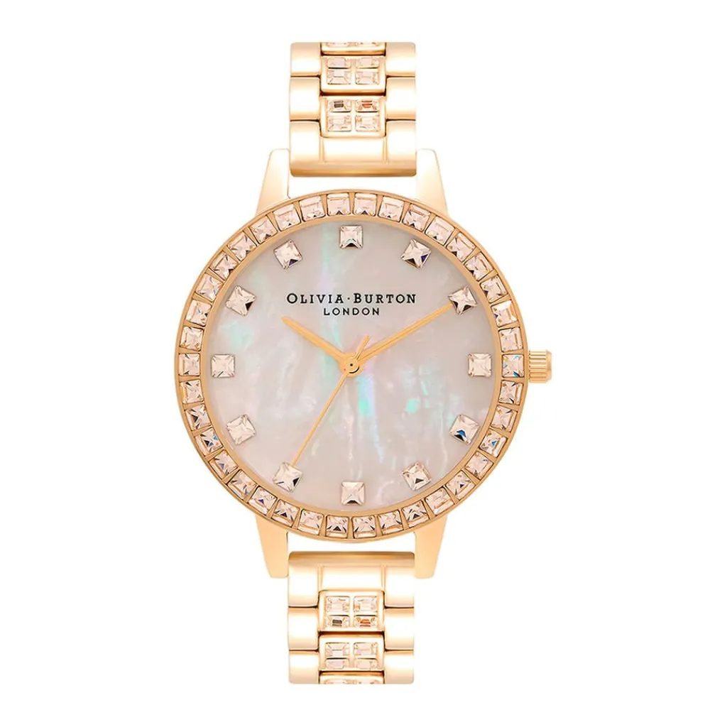 OLIVIA BURTON Montre Treasure Nacre Blanche cadran doré fond nacre bracelet acier doré Hot