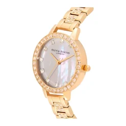 OLIVIA BURTON Montre Treasure Nacre Blanche cadran doré fond nacre bracelet acier doré Hot