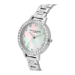 OLIVIA BURTON Montre Treasure Nacre Blanche cadran argenté fond nacre bracelet acier argenté Best
