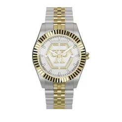 PHILIPP PLEIN Montre Date Superlative Argenté cadran bicolore fond argenté bracelet acier bicolore Discount