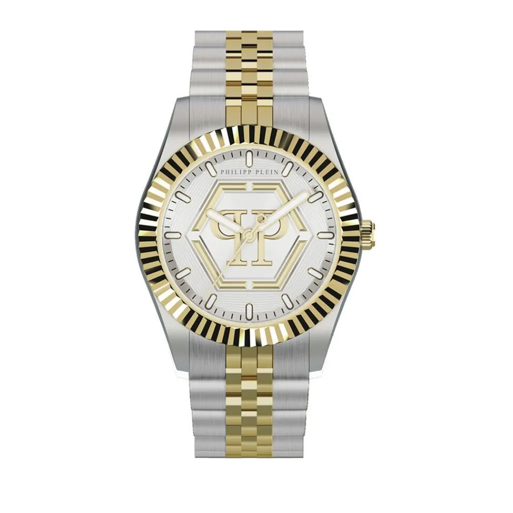 PHILIPP PLEIN Montre Date Superlative Argenté cadran bicolore fond argenté bracelet acier bicolore Discount