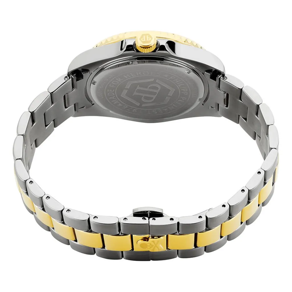 PHILIPP PLEIN Montre Gmt-i Challenger Noir cadran doré fond noir bracelet acier bicolore Online