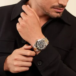 PHILIPP PLEIN Montre Gmt-i Challenger Noir cadran doré fond noir bracelet acier bicolore Online