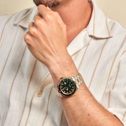 PHILIPP PLEIN Montre Gmt-i Challenger Vert cadran bicolore fond vert bracelet acier bicolore Best