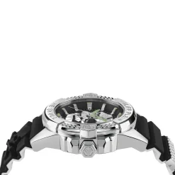 PHILIPP PLEIN Montre High-conic Noir cadran argenté fond noir bracelet silicone noir Clearance
