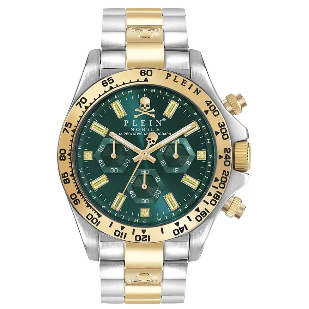 PHILIPP PLEIN Montre Nobile Vert cadran bicolore fond vert bracelet acier bicolore Online
