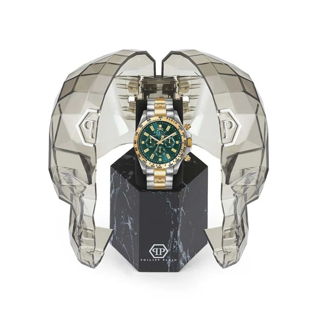 PHILIPP PLEIN Montre Nobile Vert cadran bicolore fond vert bracelet acier bicolore Online
