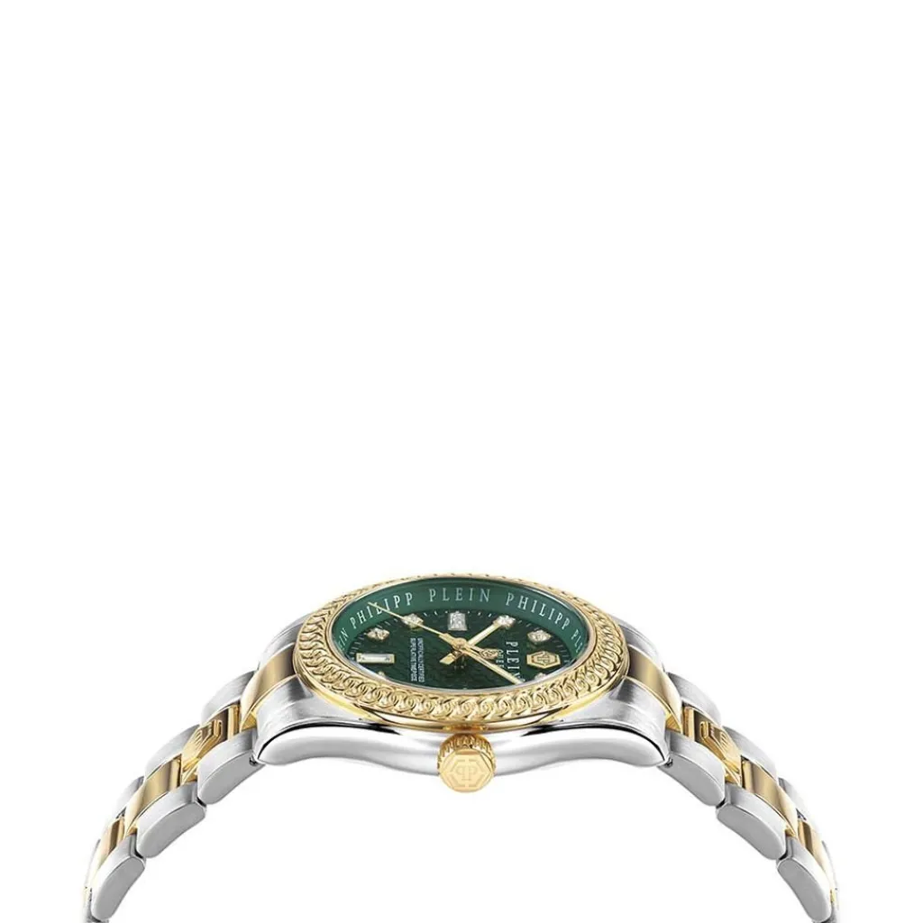 PHILIPP PLEIN Montre Queen Vert cadran bicolore fond vert bracelet acier bicolore Outlet