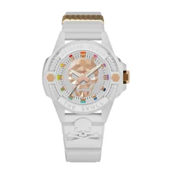 PHILIPP PLEIN Montre The Skull Ecoceramic Blanc cadran blanc fond blanc bracelet silicone blanc Online