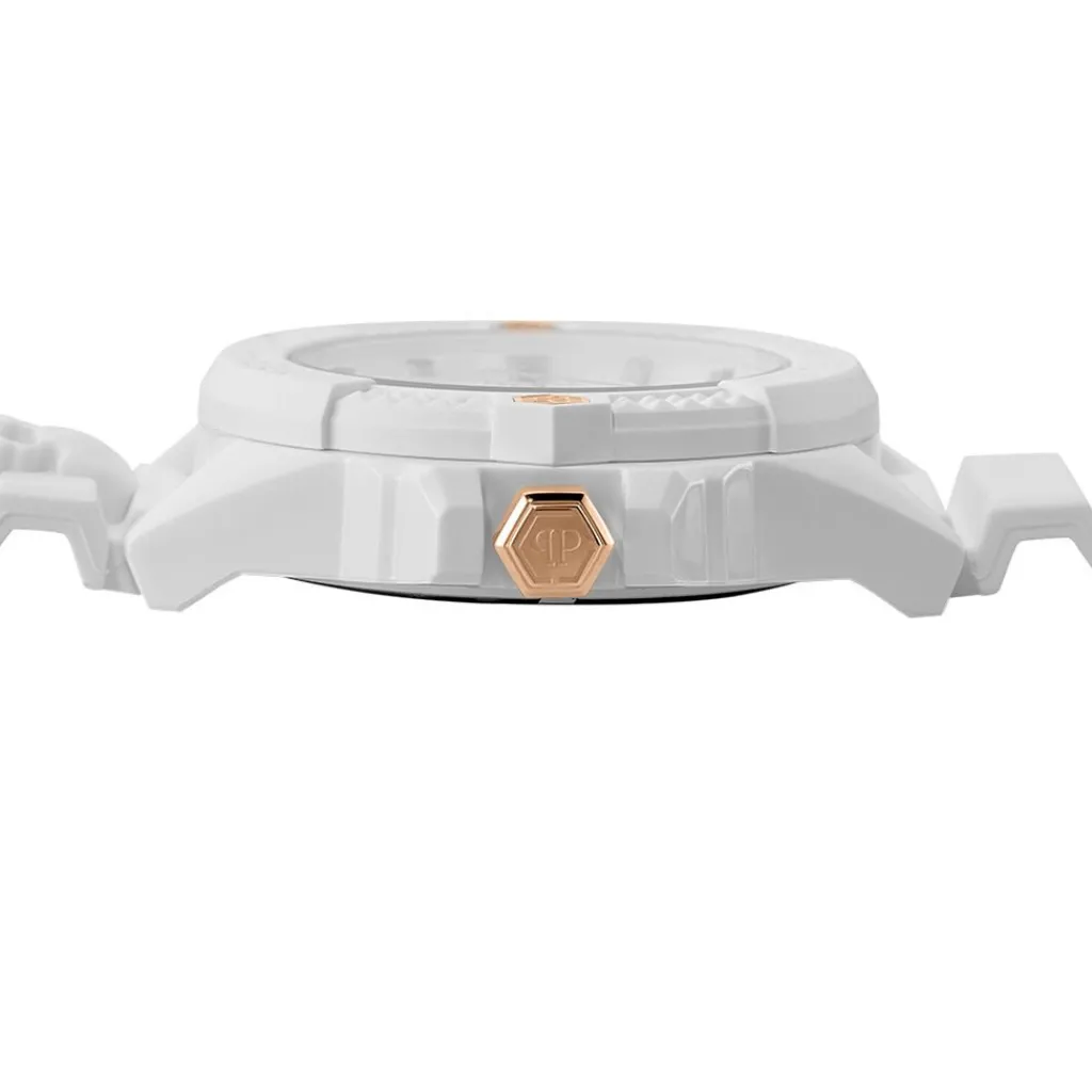 PHILIPP PLEIN Montre The Skull Ecoceramic Blanc cadran blanc fond blanc bracelet silicone blanc Online