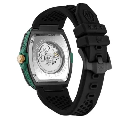 PHILIPP PLEIN Montre The $keleton 2.0 Noir cadran noir fond noir bracelet silicone noir Discount