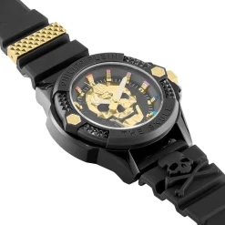 PHILIPP PLEIN Montre The Skull Ecoceramic Noir cadran noir fond noir bracelet silicone noir Outlet